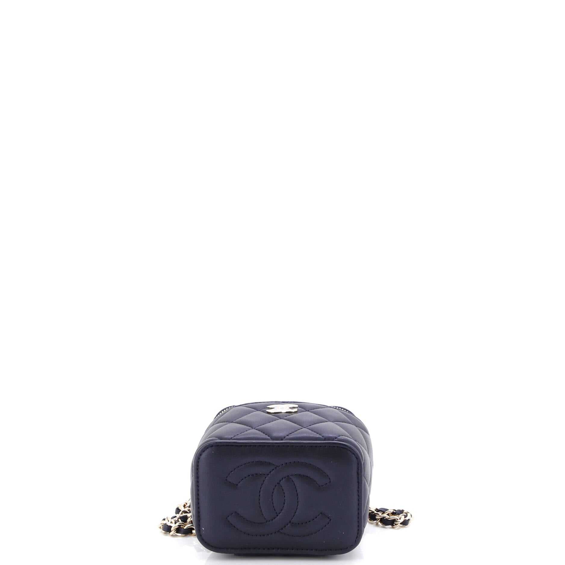 Classic Top Handle Vanity Case with Chain Quilted Lambskin Mini