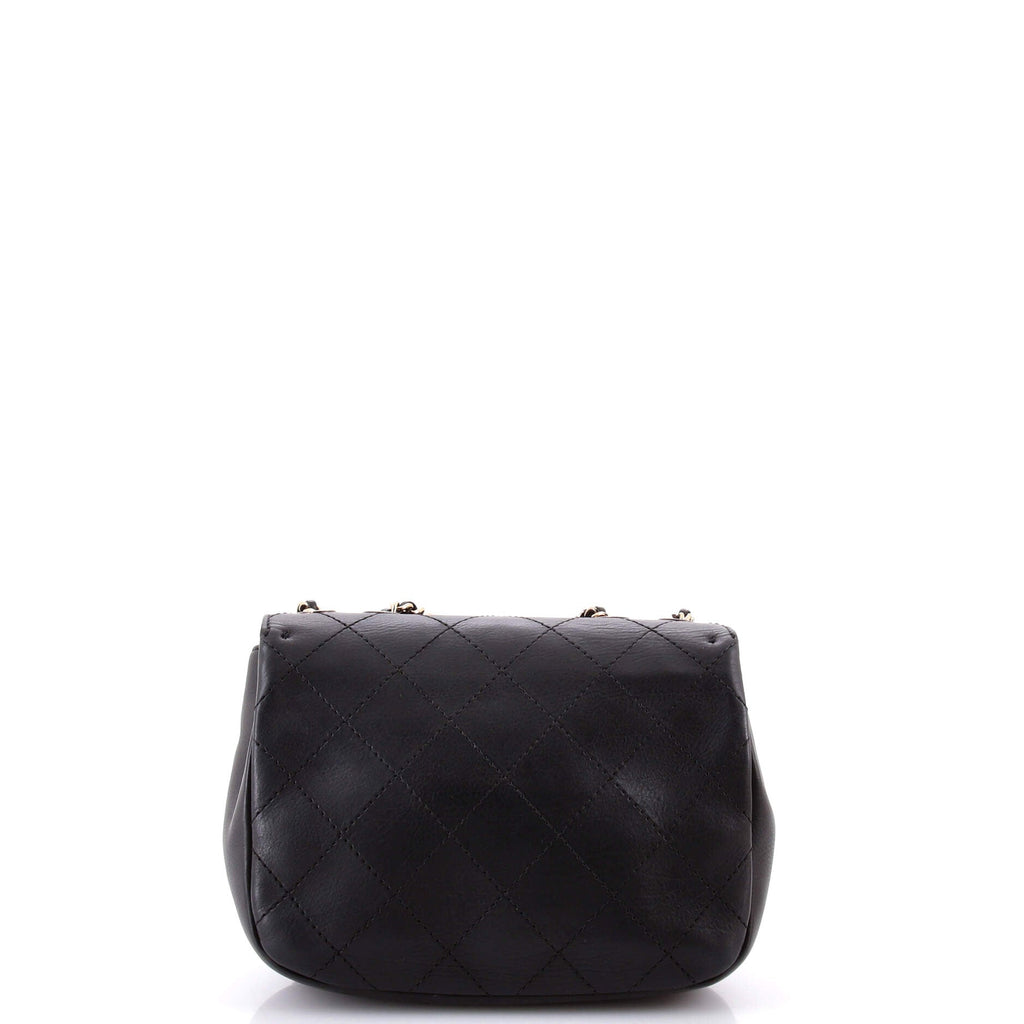 Enamel CC Chain Flap Bag Stitched Calfskin Small