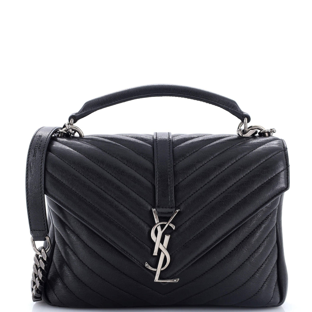 Classic Monogram College Bag Matelasse Chevron Leather Medium
