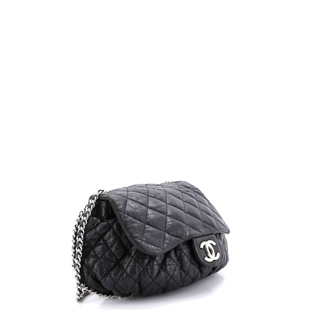 Chain Around Flap Bag Quilted Leather Large