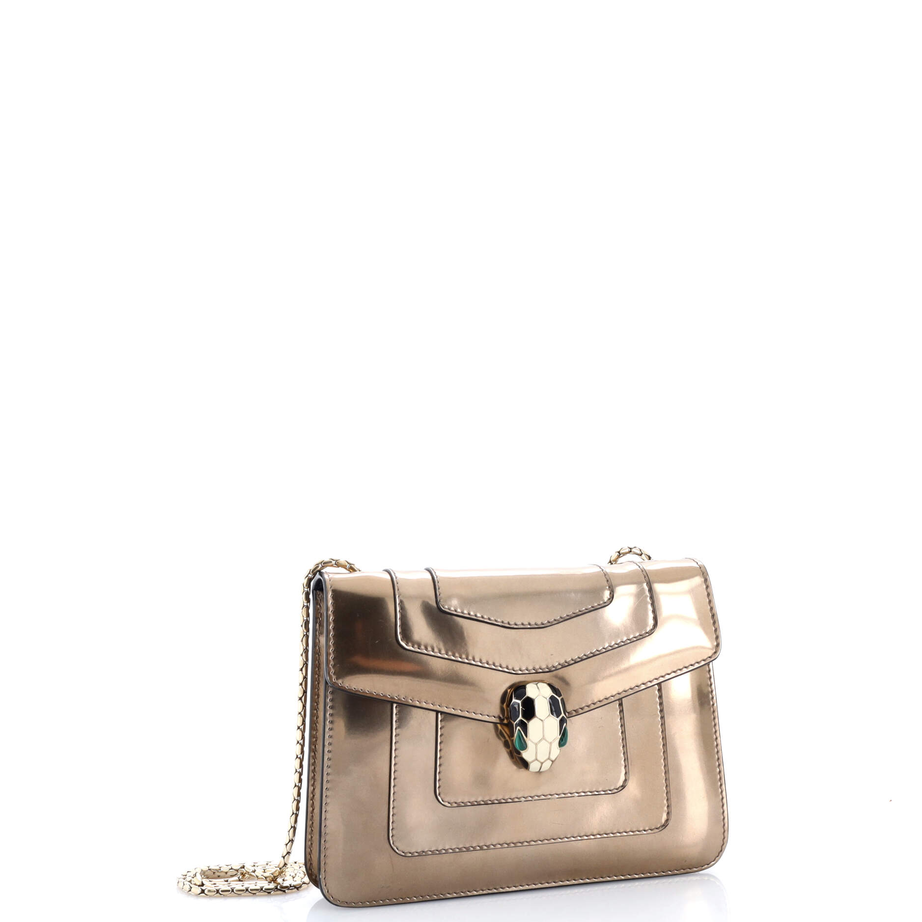 Serpenti Forever Square Shoulder Bag Metallic Leather Small
