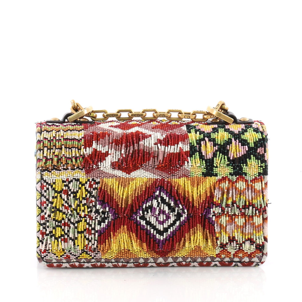 J'adior Chain Flap Bag Beaded Leather Mini