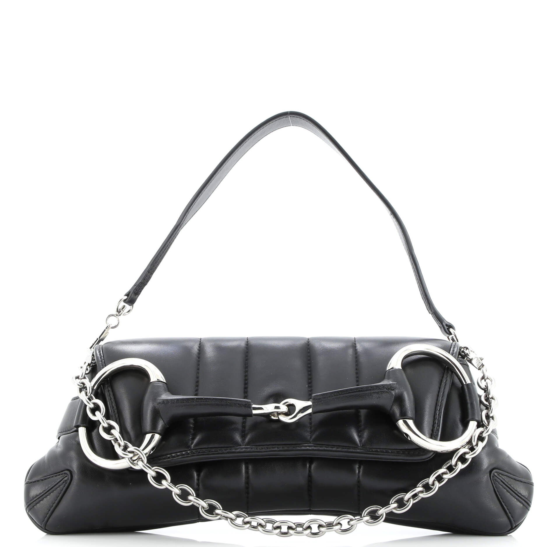 Horsebit Chain Shoulder Bag Vertical Quilted Leather Medium
