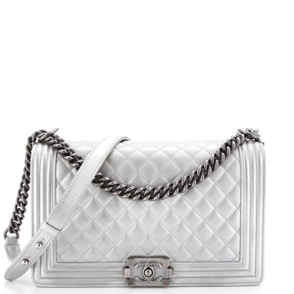 Boy Flap Bag Quilted Metallic Calfskin New Medium