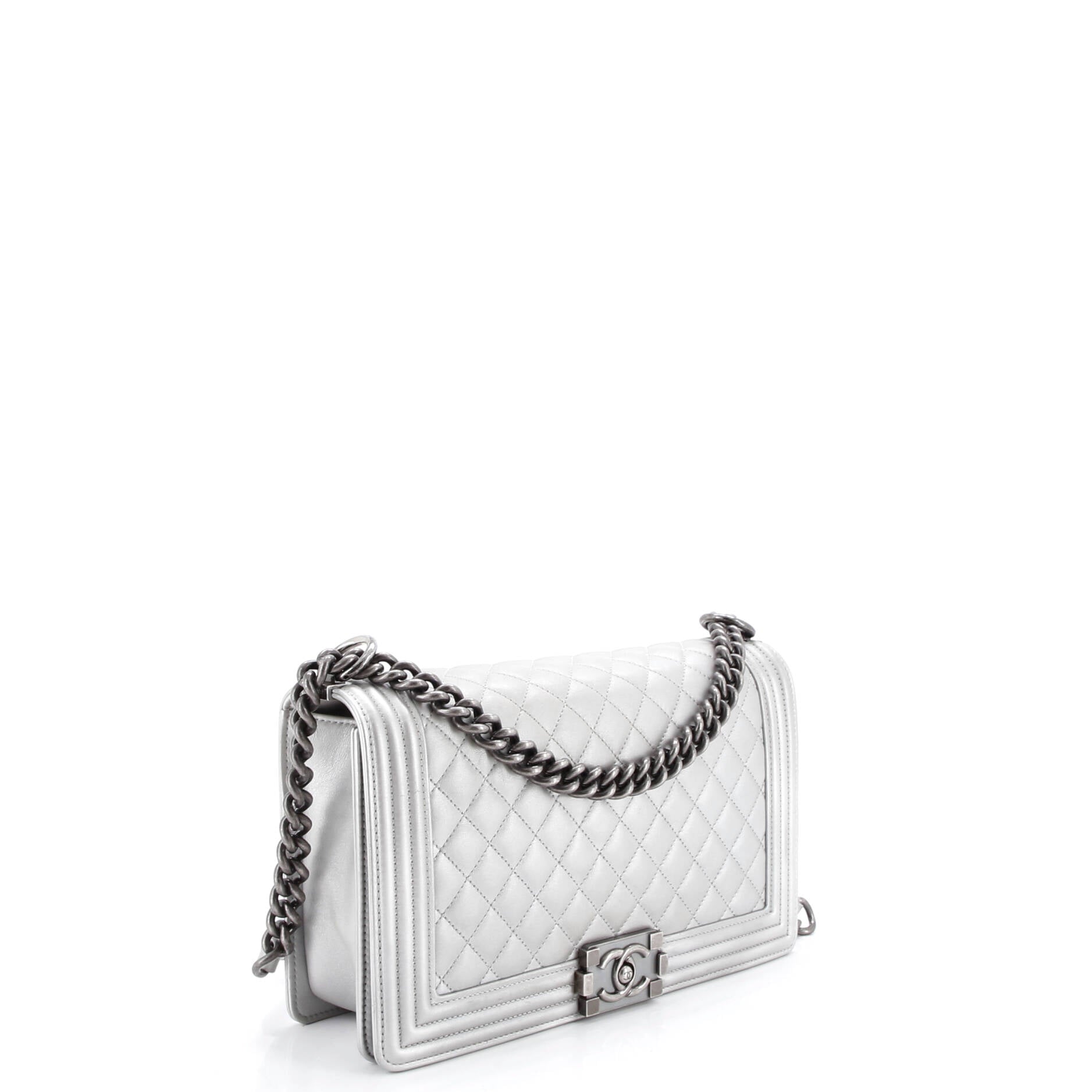 Boy Flap Bag Quilted Metallic Calfskin New Medium