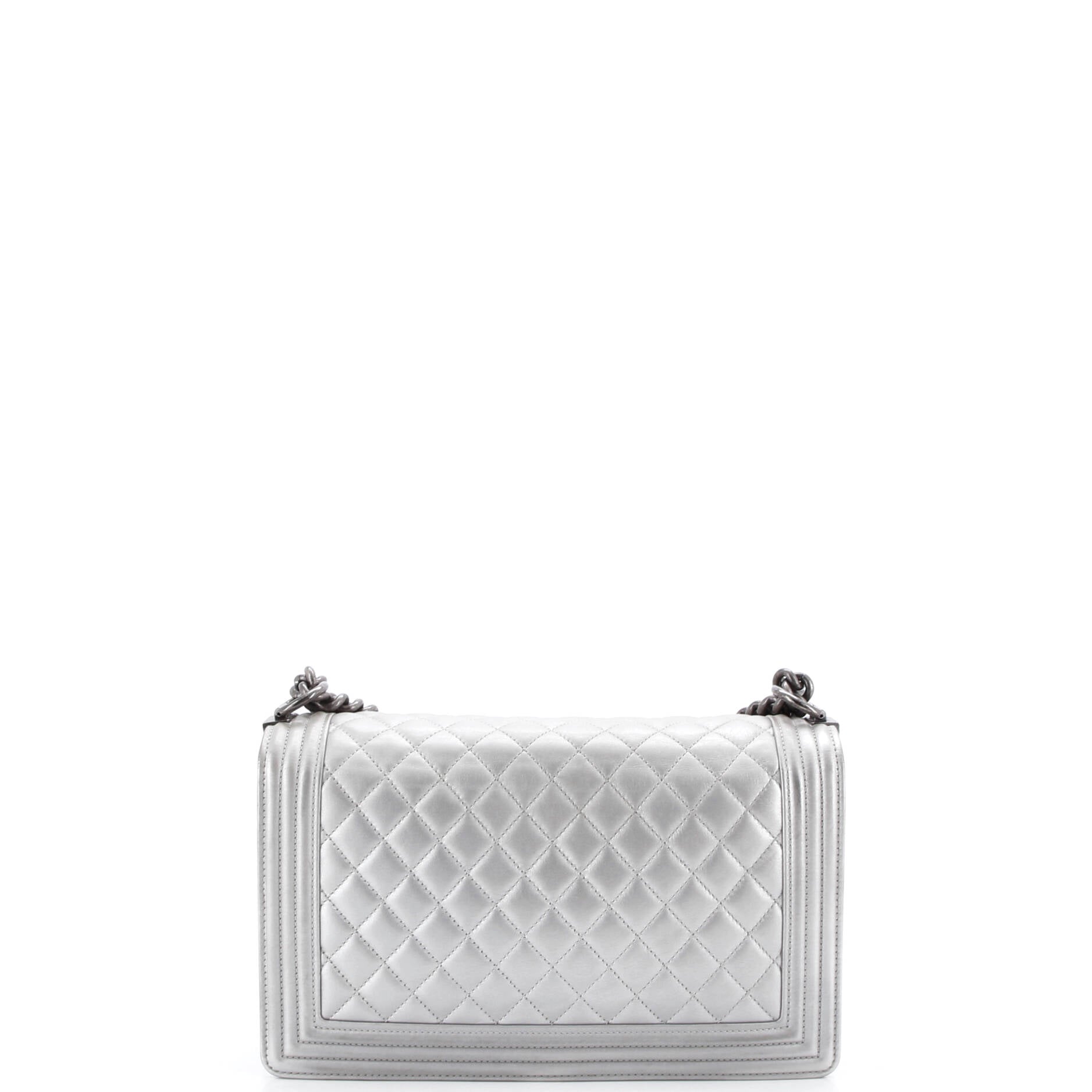 Boy Flap Bag Quilted Metallic Calfskin New Medium