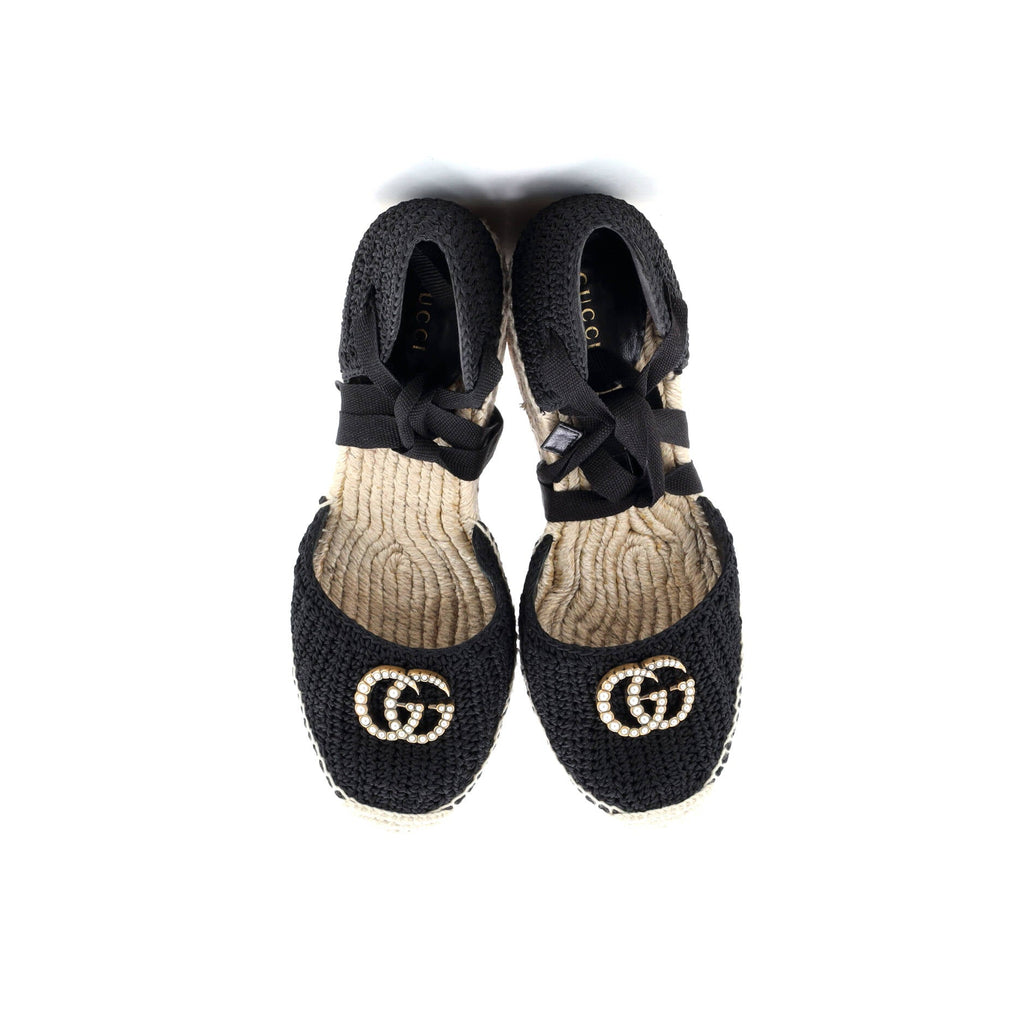 Women’s Pearly GG Wedge Espadrilles Crochet Cotton