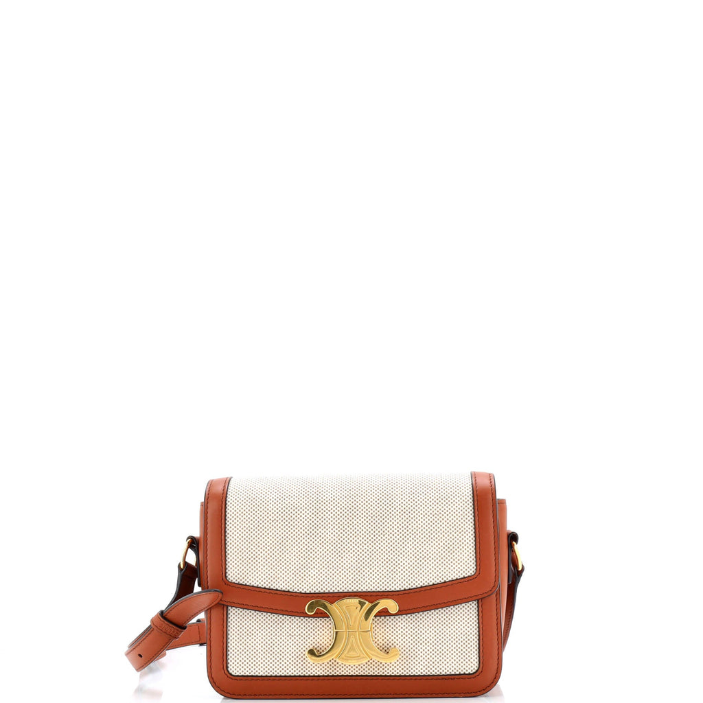 Triomphe Shoulder Bag Canvas with Leather Teen