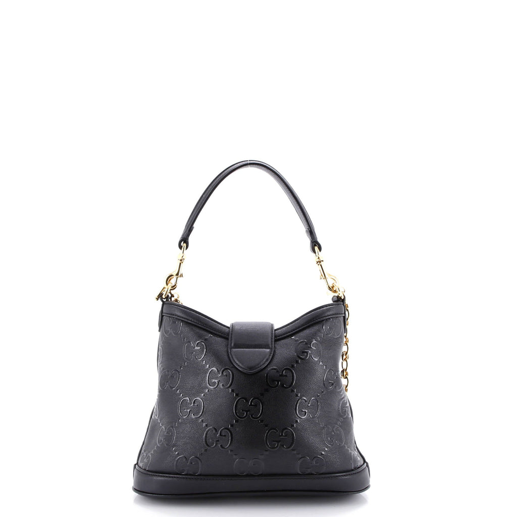 Wonka Convertible Top Handle Bucket Bag Debossed GG Leather Small