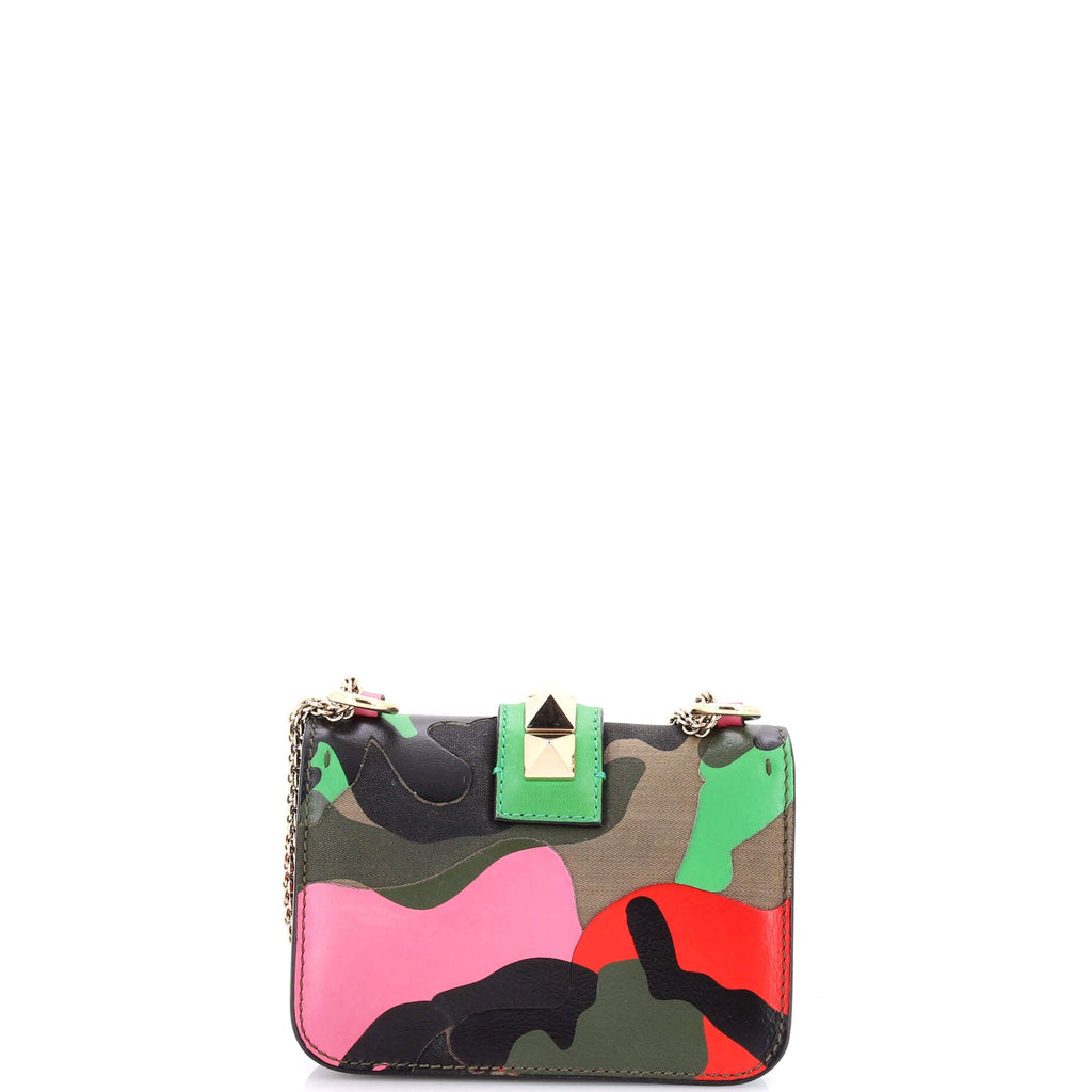 Glam Lock Shoulder Bag Camo Leather and Canvas Mini