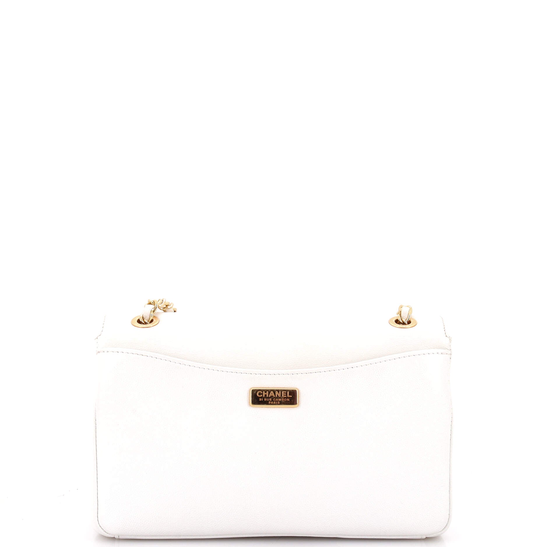 Captain Gold Flap Bag Embroidered Caviar Medium