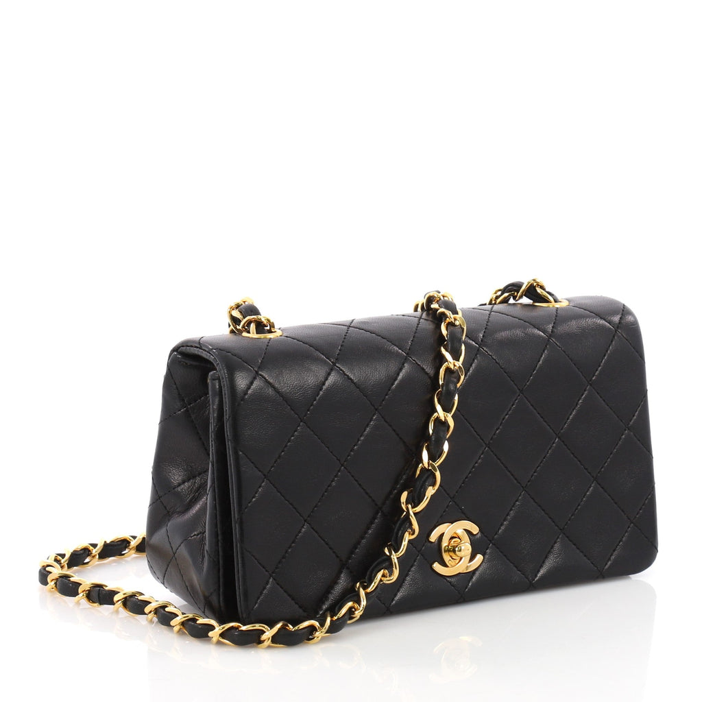 Vintage 3 Way Full Flap Bag Quilted Lambskin Mini