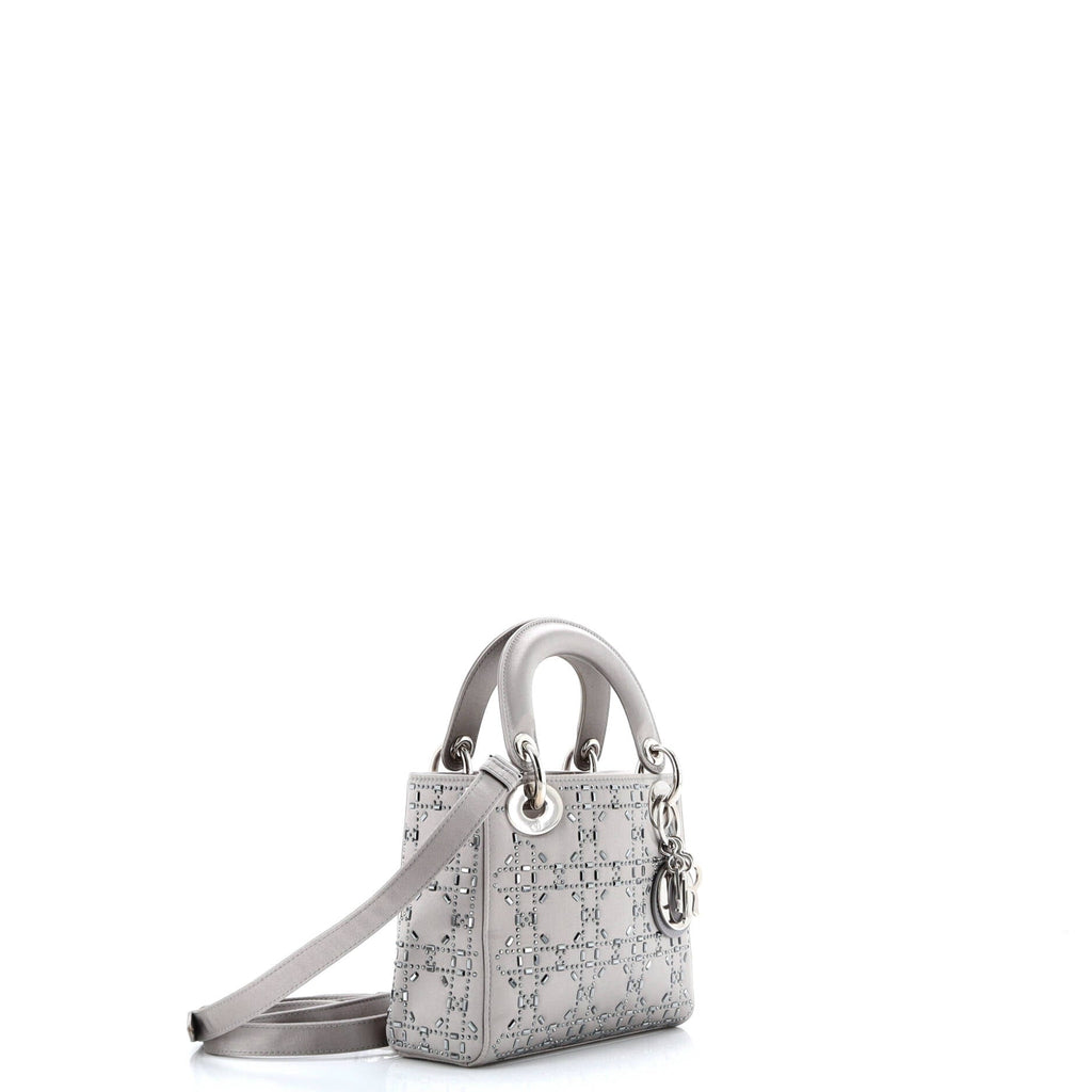 Lady Dior Bag Crystal Embellished Cannage Quilt Satin Mini