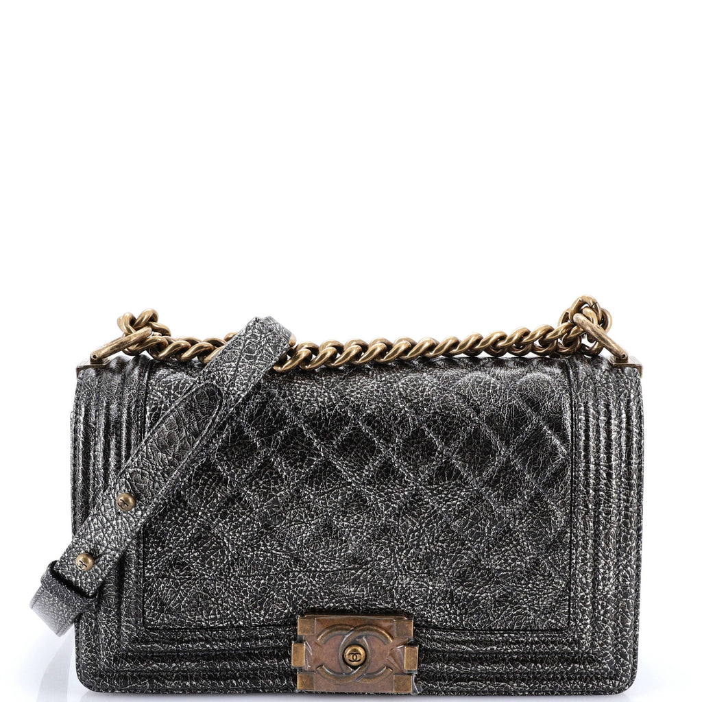 Boy Flap Bag Quilted Crackled Calfskin Old Medium