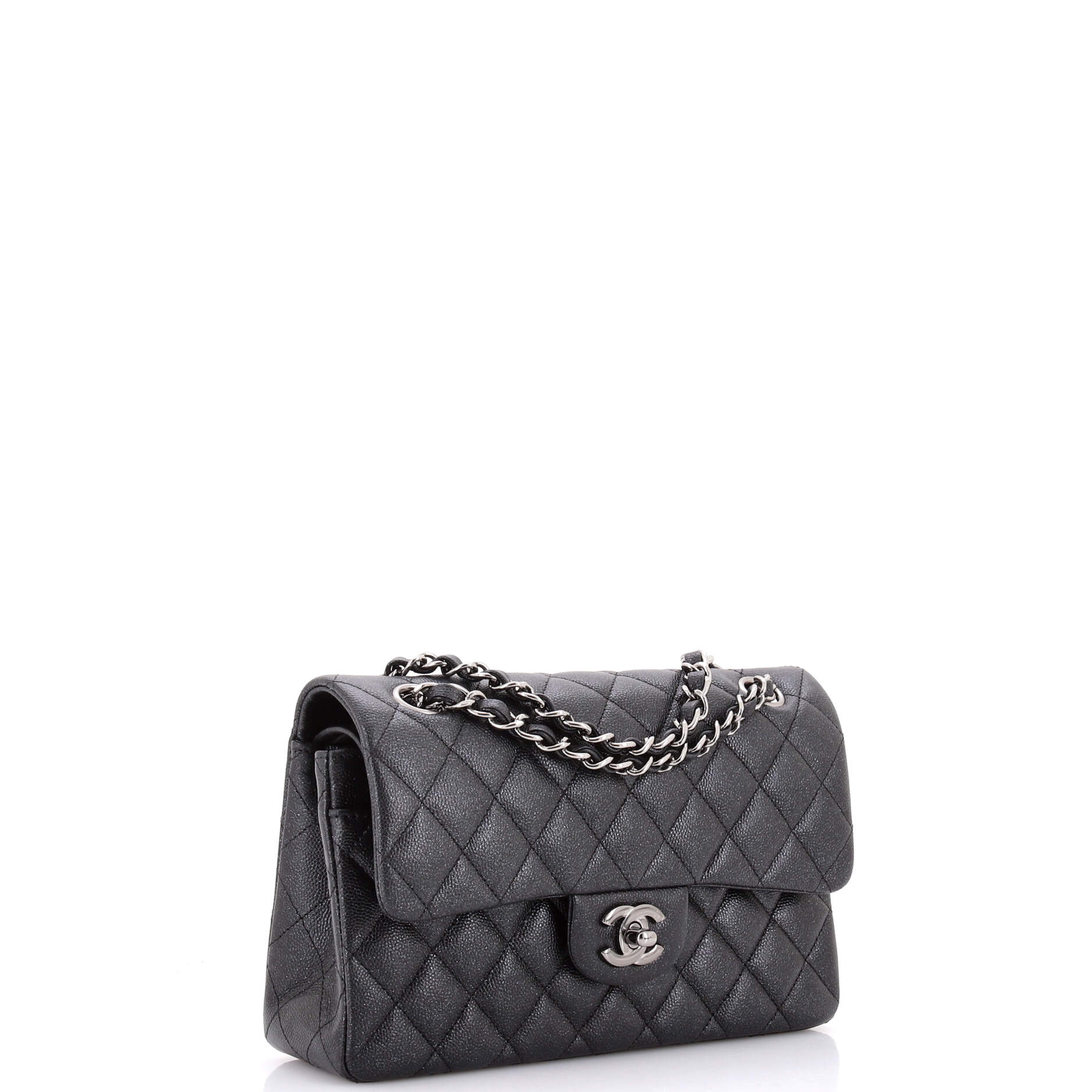 Classic Double Flap Bag Quilted Iridescent Caviar Small