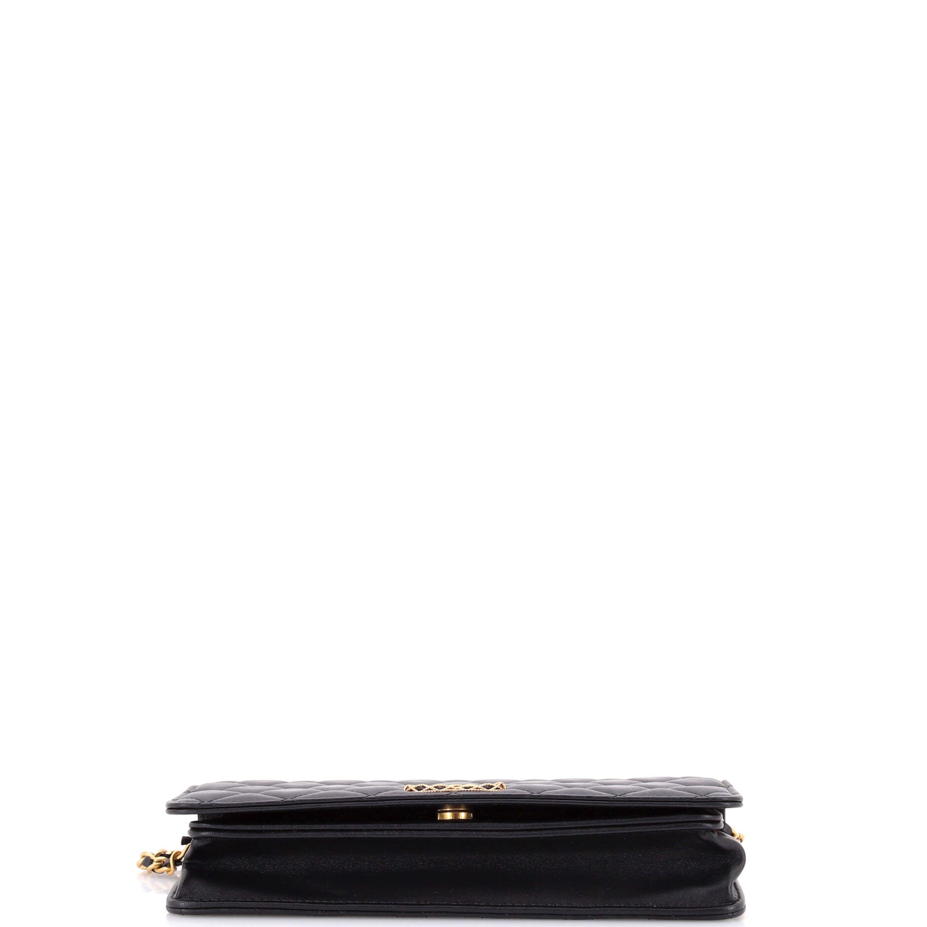 Textured CC Clutch on Chain Quilted Lambskin