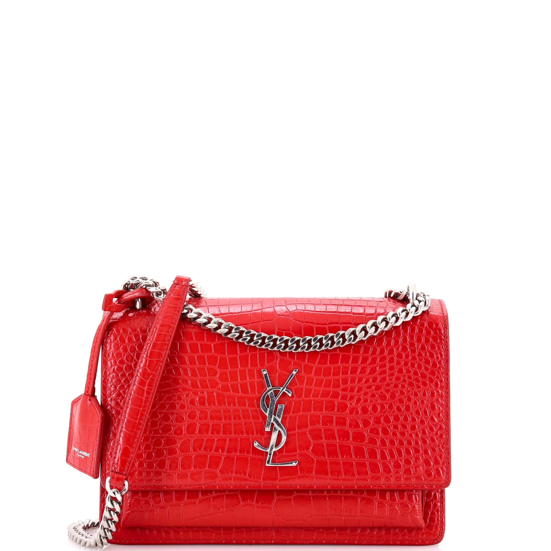 Sunset Crossbody Bag Crocodile Embossed Leather Medium