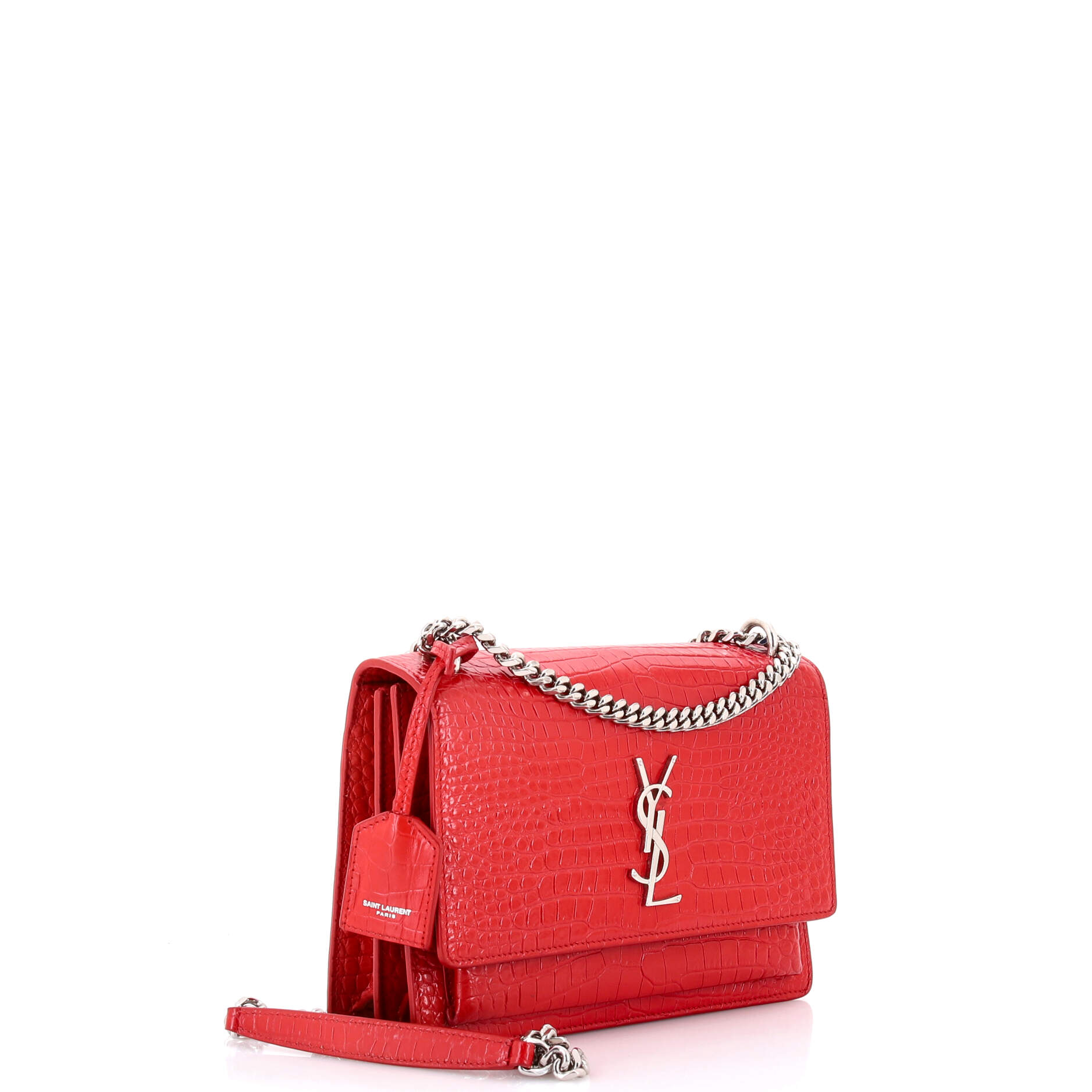 Sunset Crossbody Bag Crocodile Embossed Leather Medium