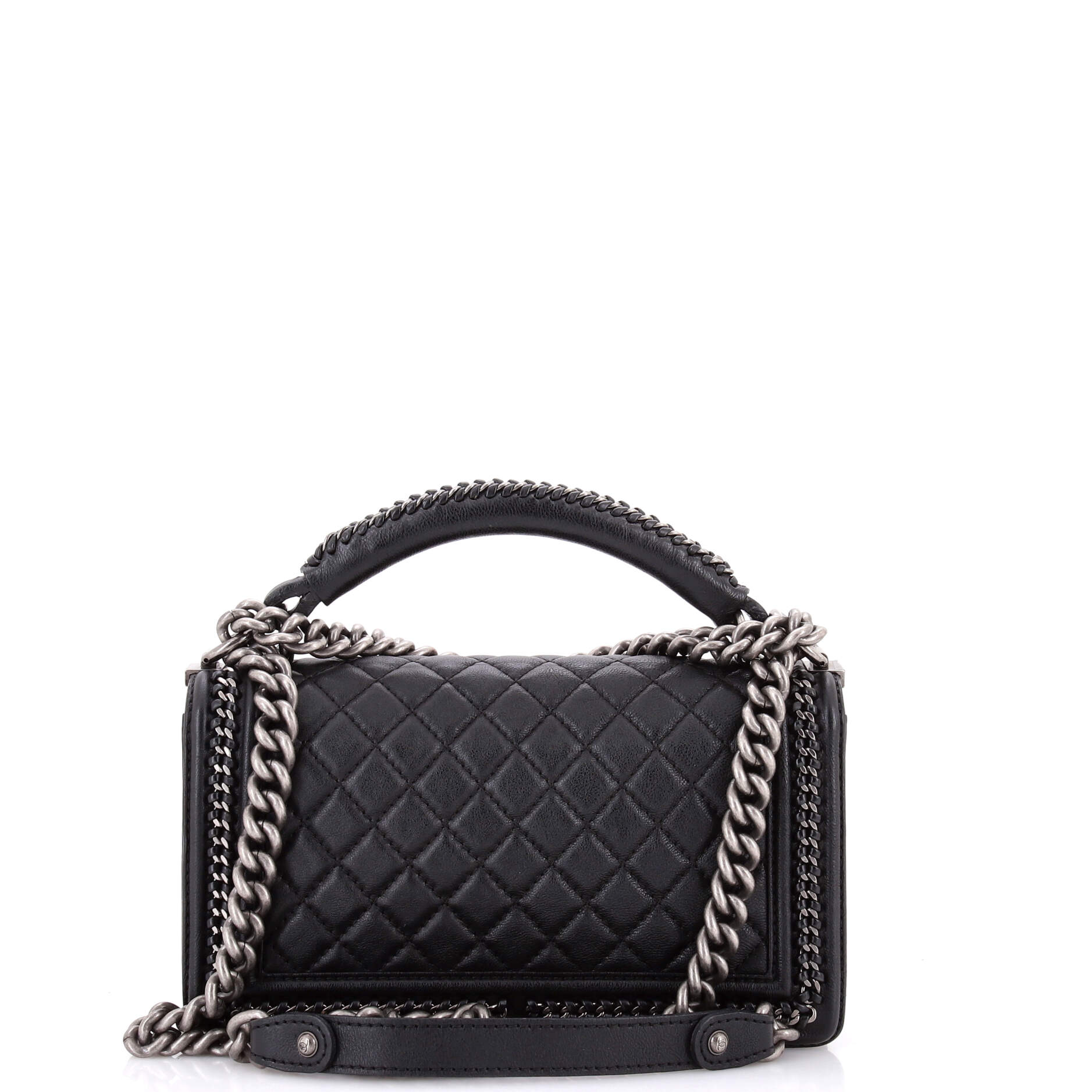 Chain Handle Boy Flap Bag Quilted Calfskin Old Medium