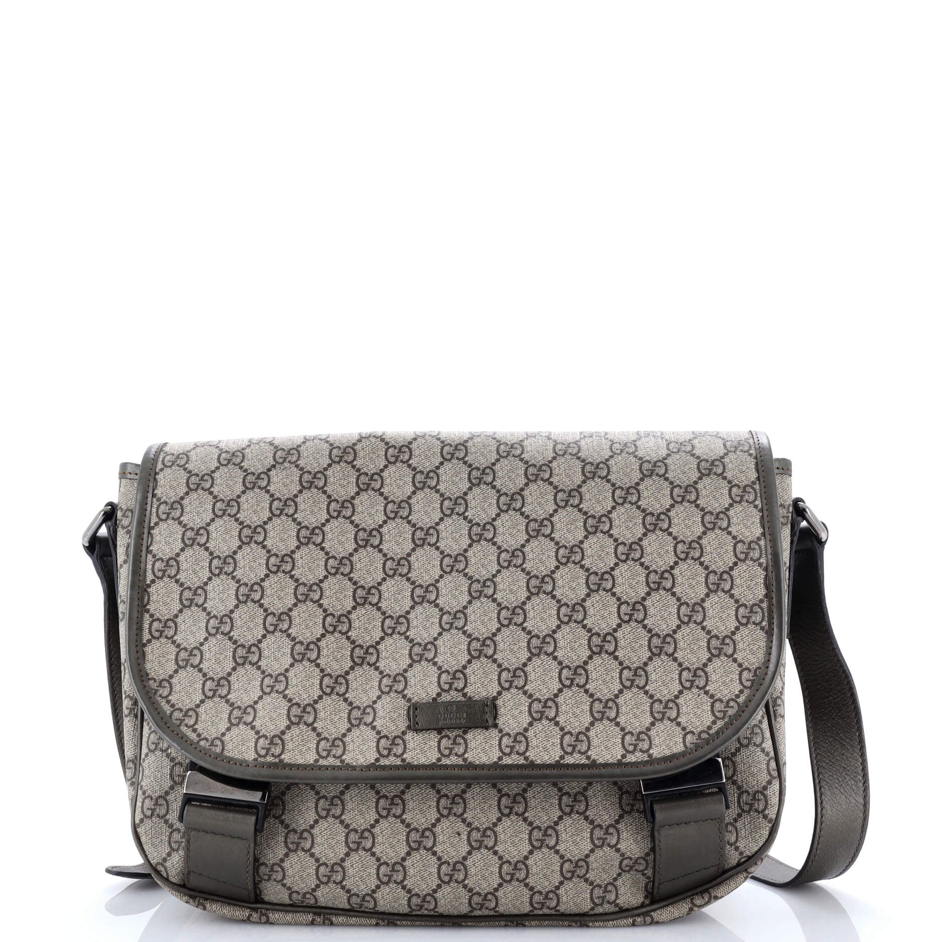 Double Buckle Messenger Bag GG Coated Canvas Medium