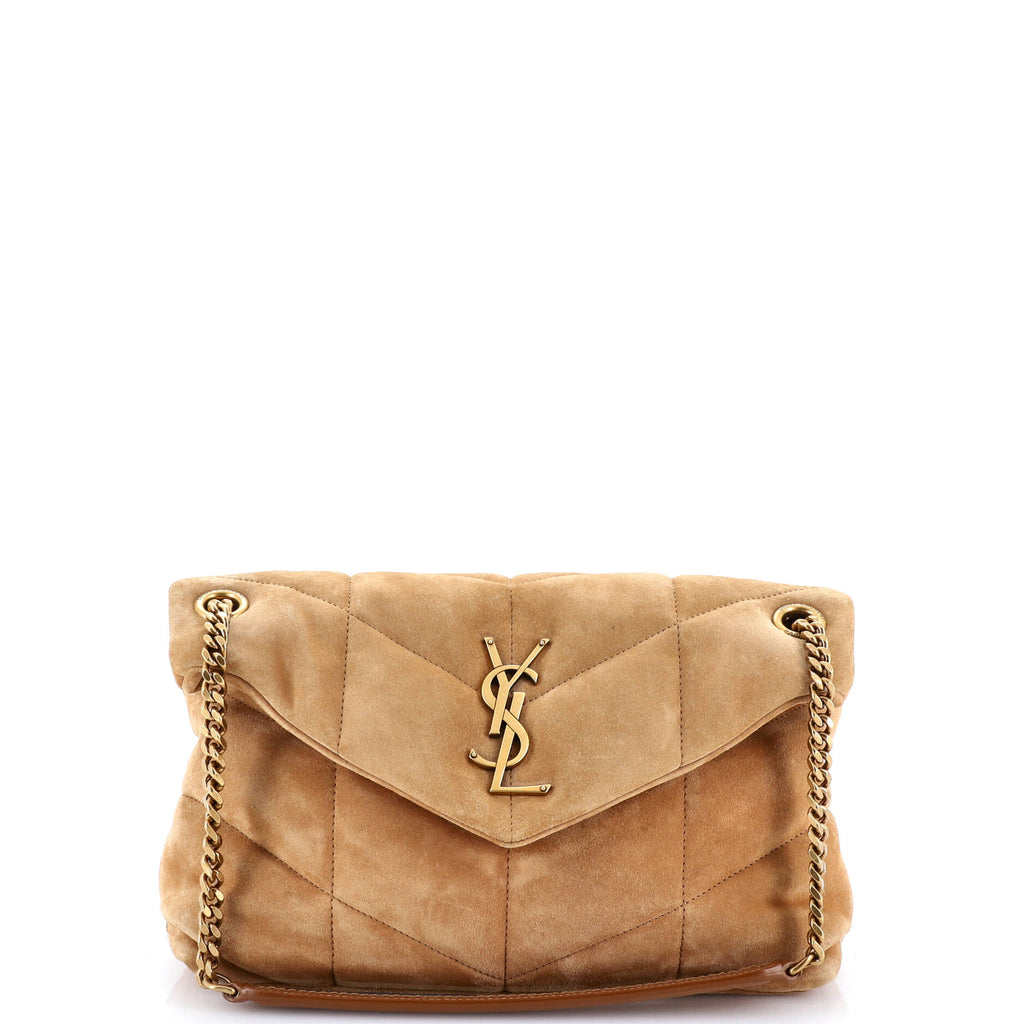 Loulou Puffer Shoulder Bag Quilted Suede Small