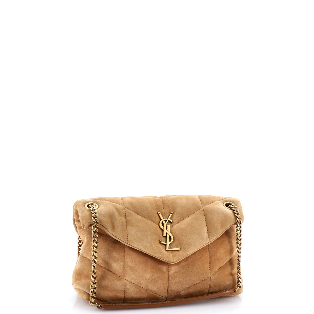Loulou Puffer Shoulder Bag Quilted Suede Small