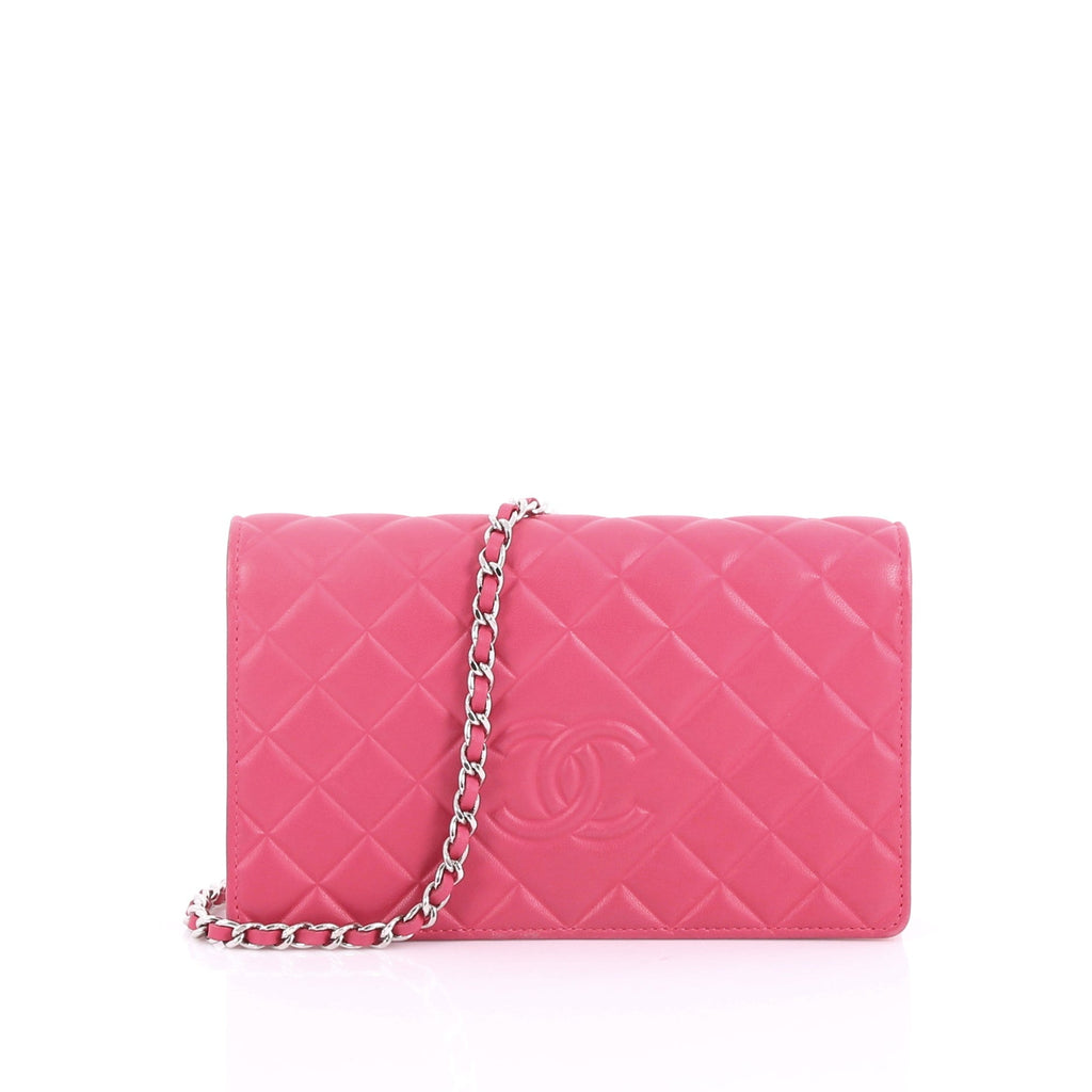 Diamond CC Clutch with Chain Quilted Lambskin