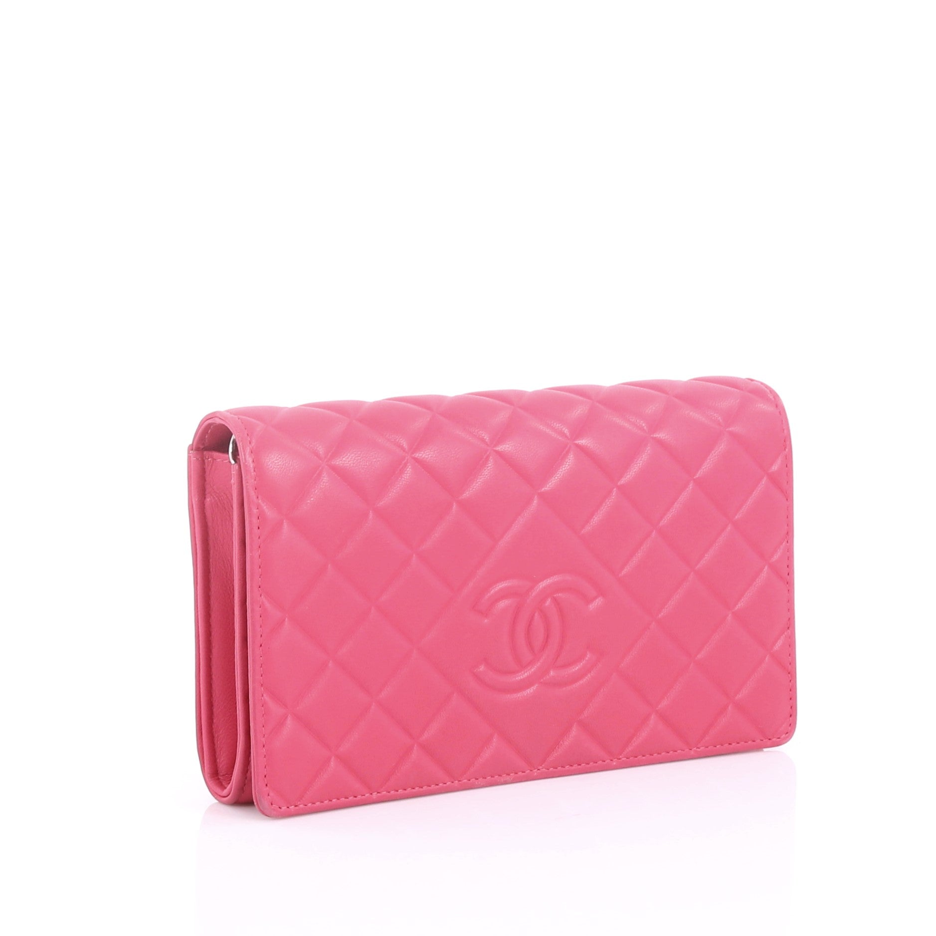 Diamond CC Clutch with Chain Quilted Lambskin
