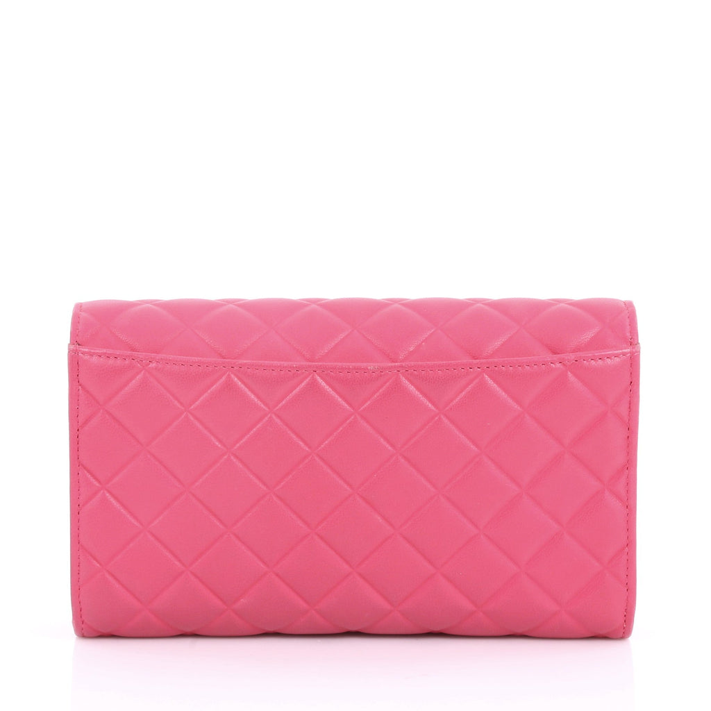 Diamond CC Clutch with Chain Quilted Lambskin