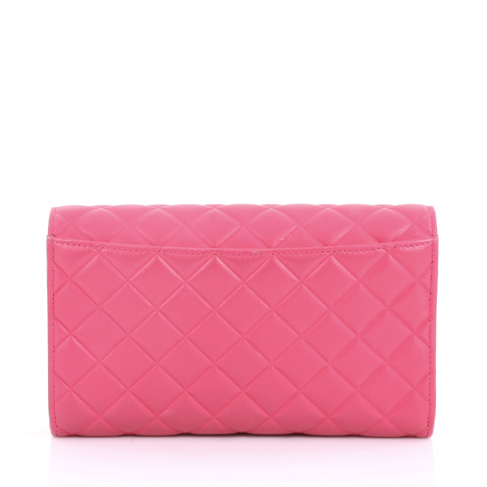 Diamond CC Clutch with Chain Quilted Lambskin