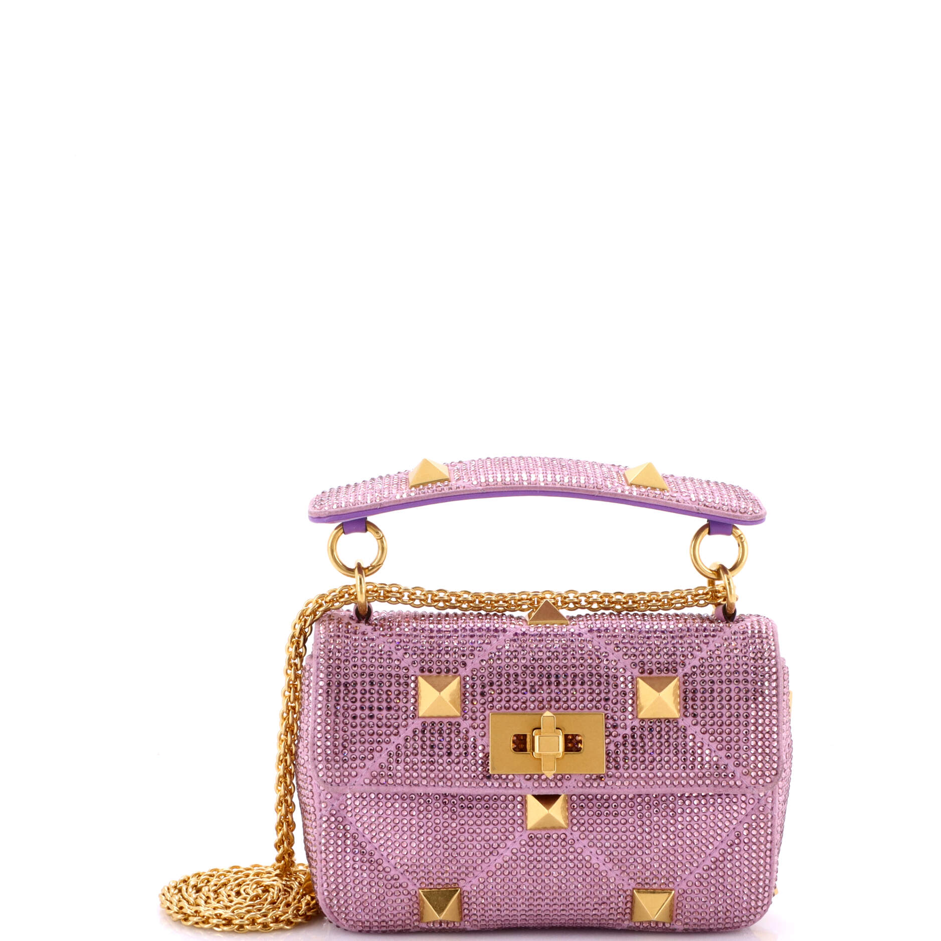 Roman Stud Flap Bag Embellished Suede Small