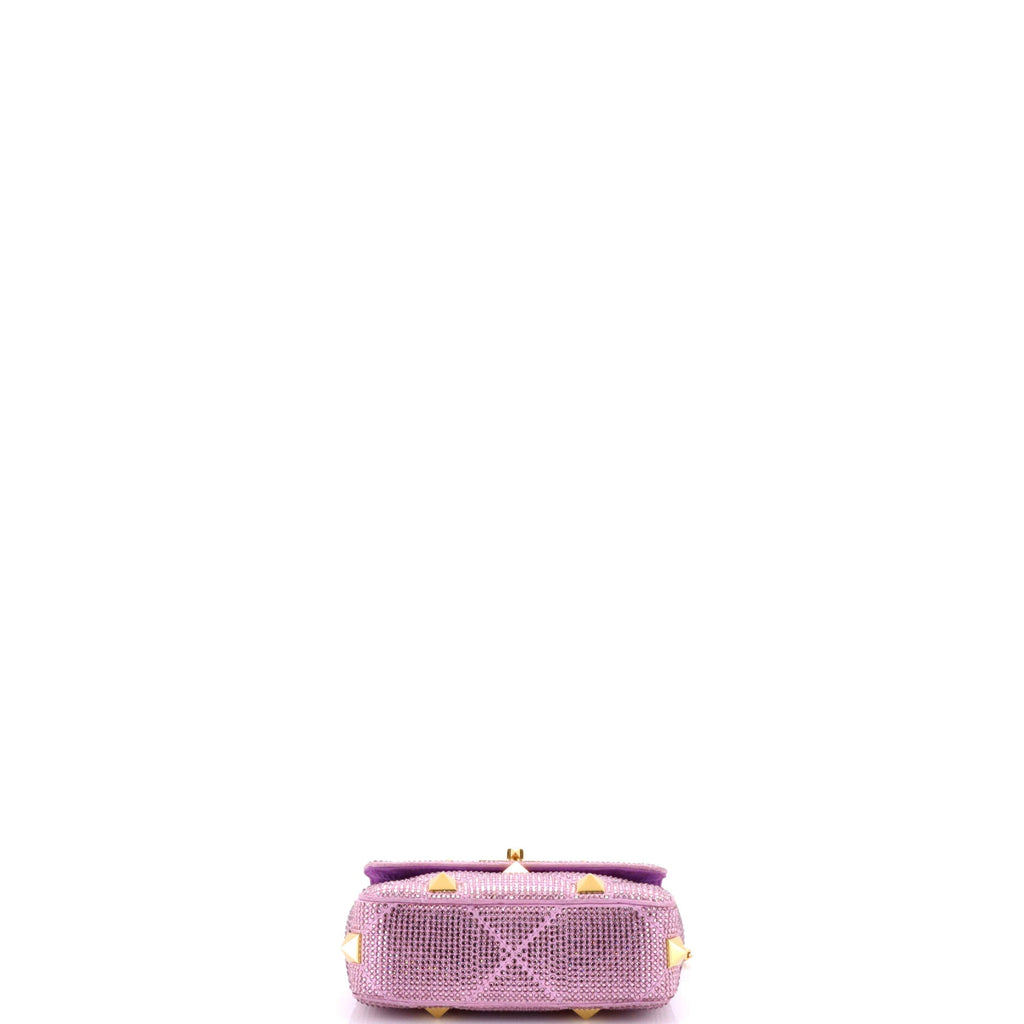 Roman Stud Flap Bag Embellished Suede Small