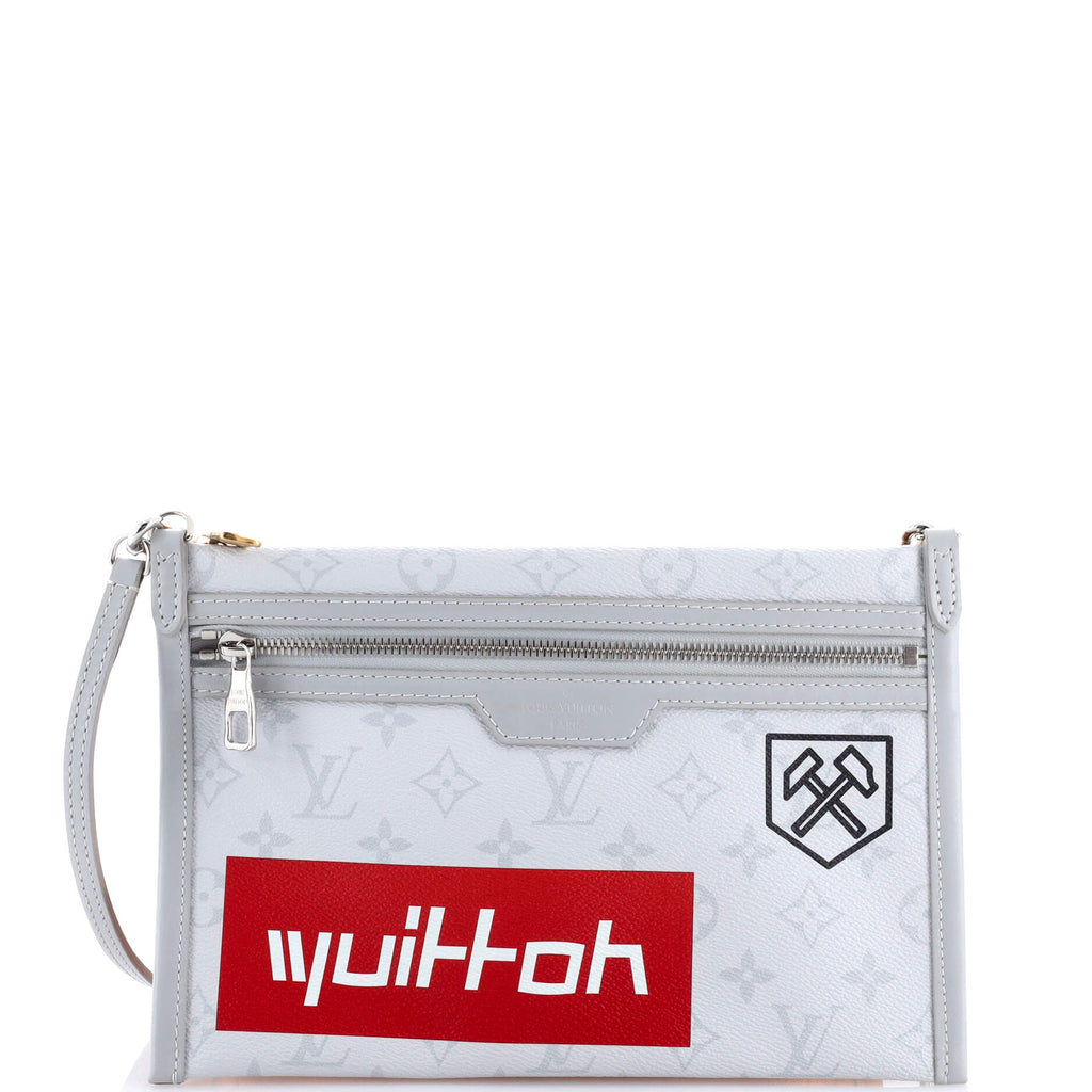 Double Flat Messenger Bag Limited Edition Logo Story Monogram Canvas and Denim