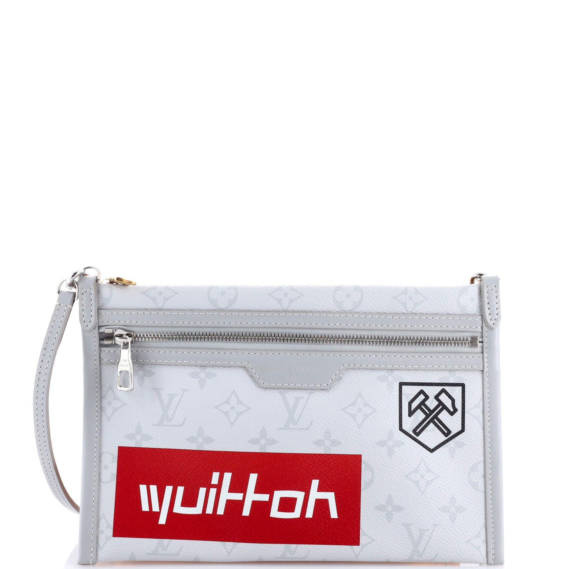 Double Flat Messenger Bag Limited Edition Logo Story Monogram Canvas and Denim