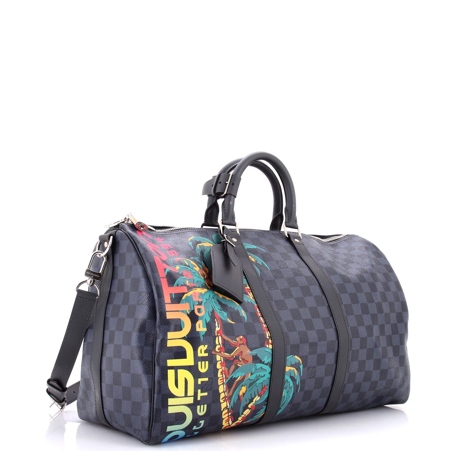 Keepall Bandouliere Bag Limited Edition Damier Cobalt Jungle 45