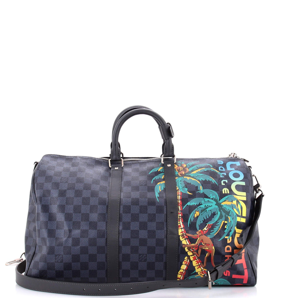 Keepall Bandouliere Bag Limited Edition Damier Cobalt Jungle 45