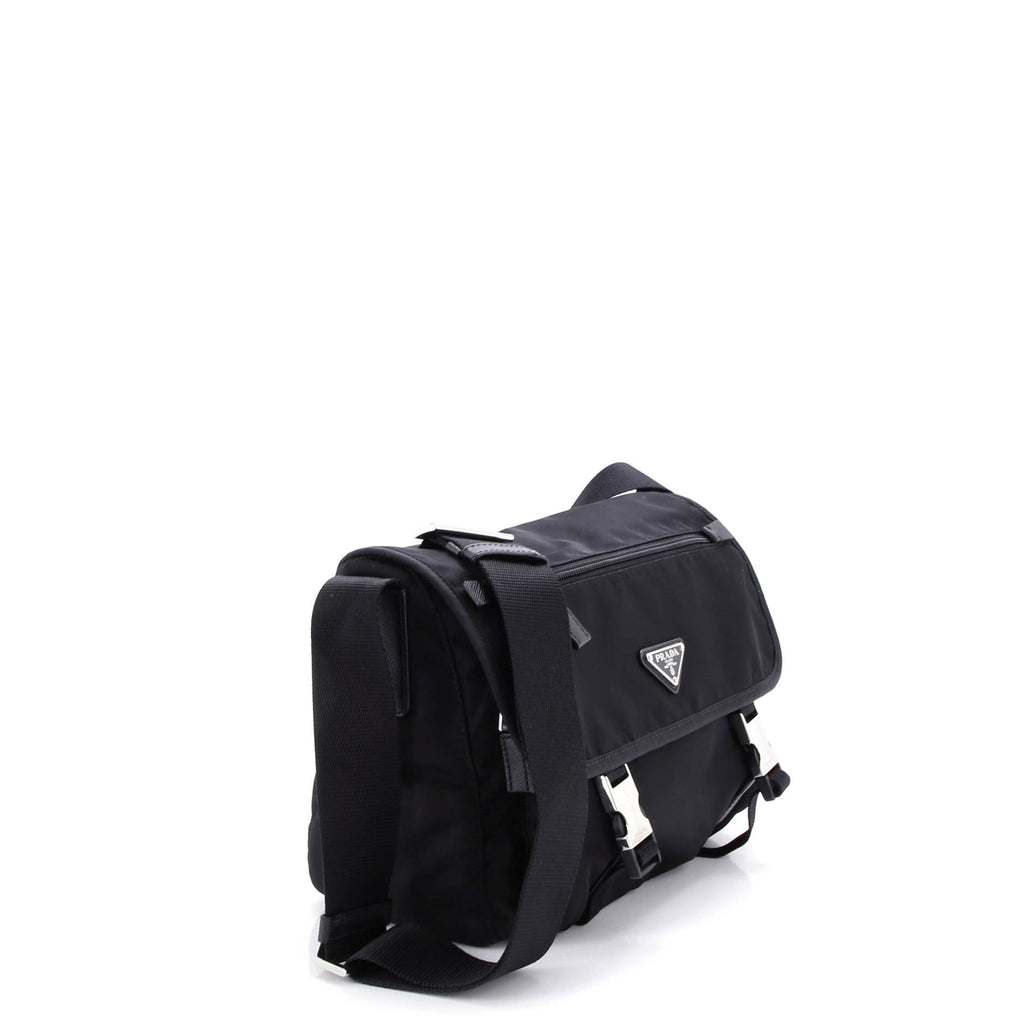 Double Buckle Flap Messenger Bag Tessuto Large