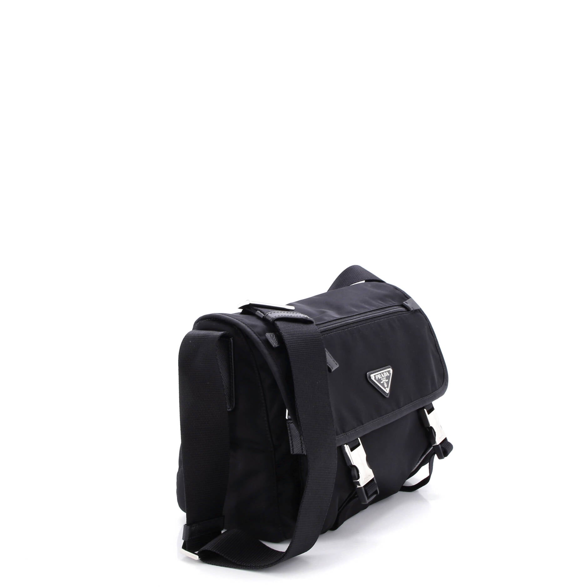 Double Buckle Flap Messenger Bag Tessuto Large