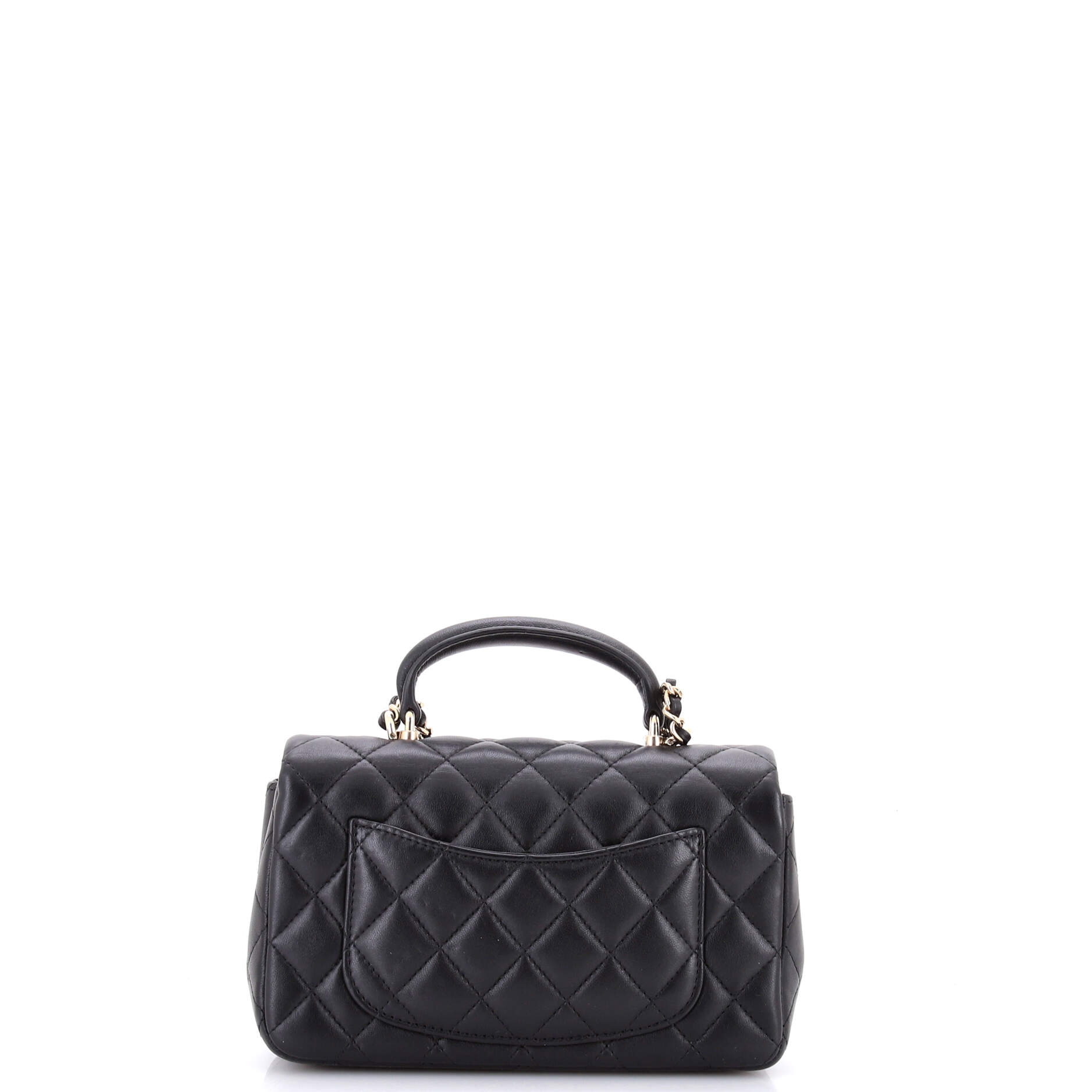 Classic Single Flap Top Handle Bag Quilted Lambskin Mini