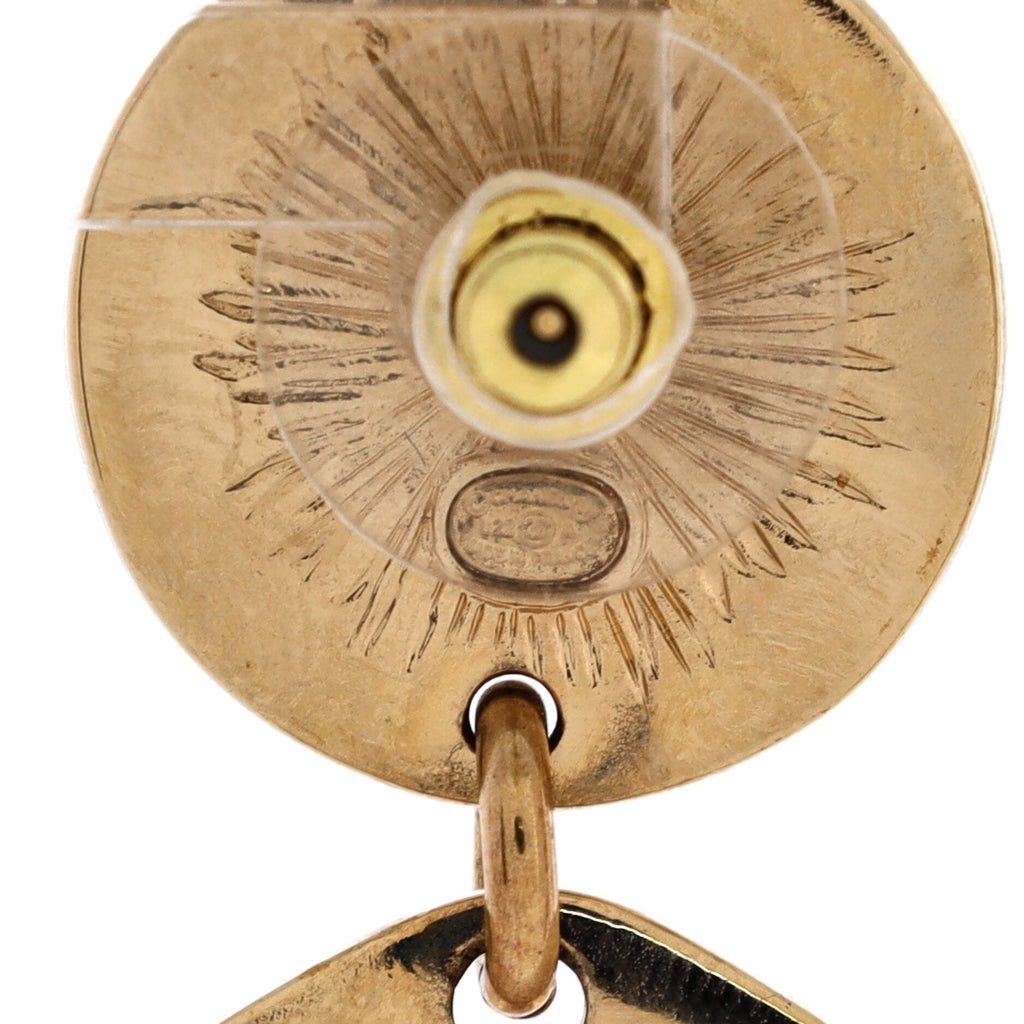 Round CC Drop Earrings Metal with Enamel