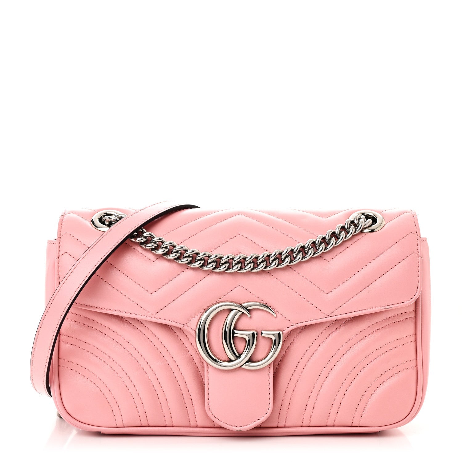 Calfskin Matelasse Small GG Marmont Shoulder Bag Wild Rose