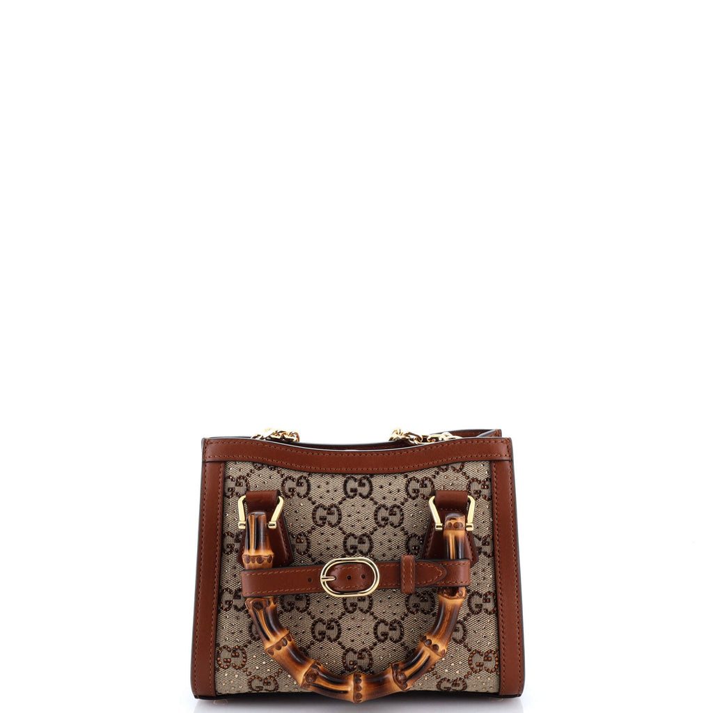 Diana NM Bamboo Handle Tote Crystal Embellished GG Canvas Mini