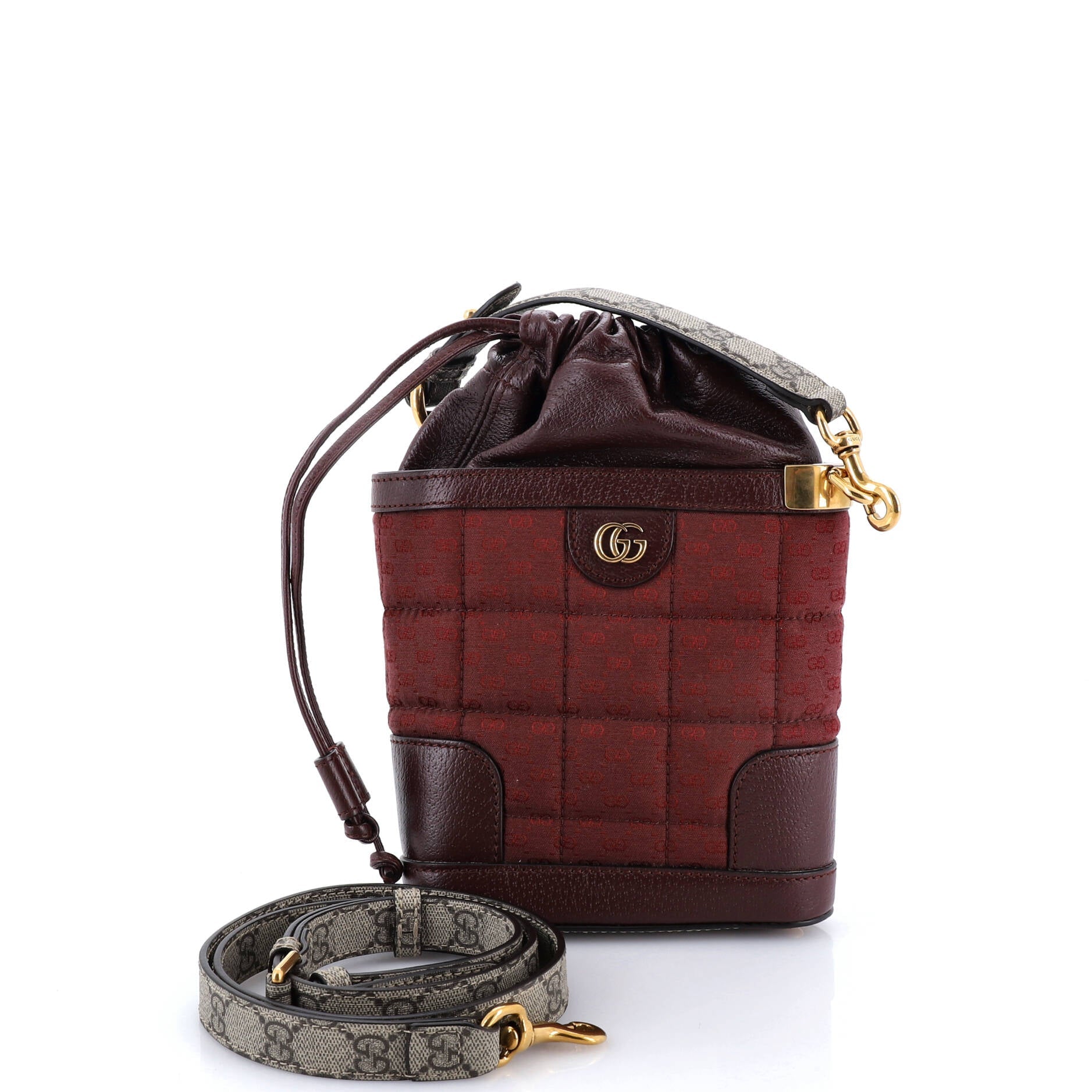Drawstring Bucket Crossbody Bag Quilted Mini GG Canvas and Leather with GG Coated Canvas Mini
