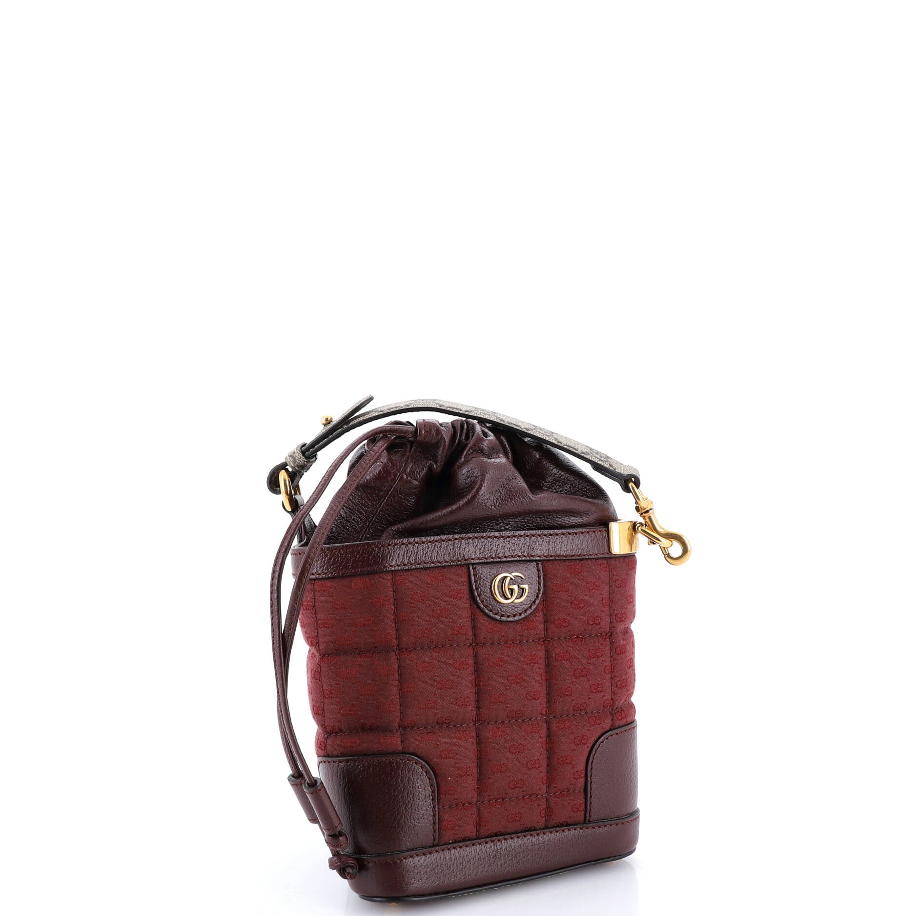 Drawstring Bucket Crossbody Bag Quilted Mini GG Canvas and Leather with GG Coated Canvas Mini