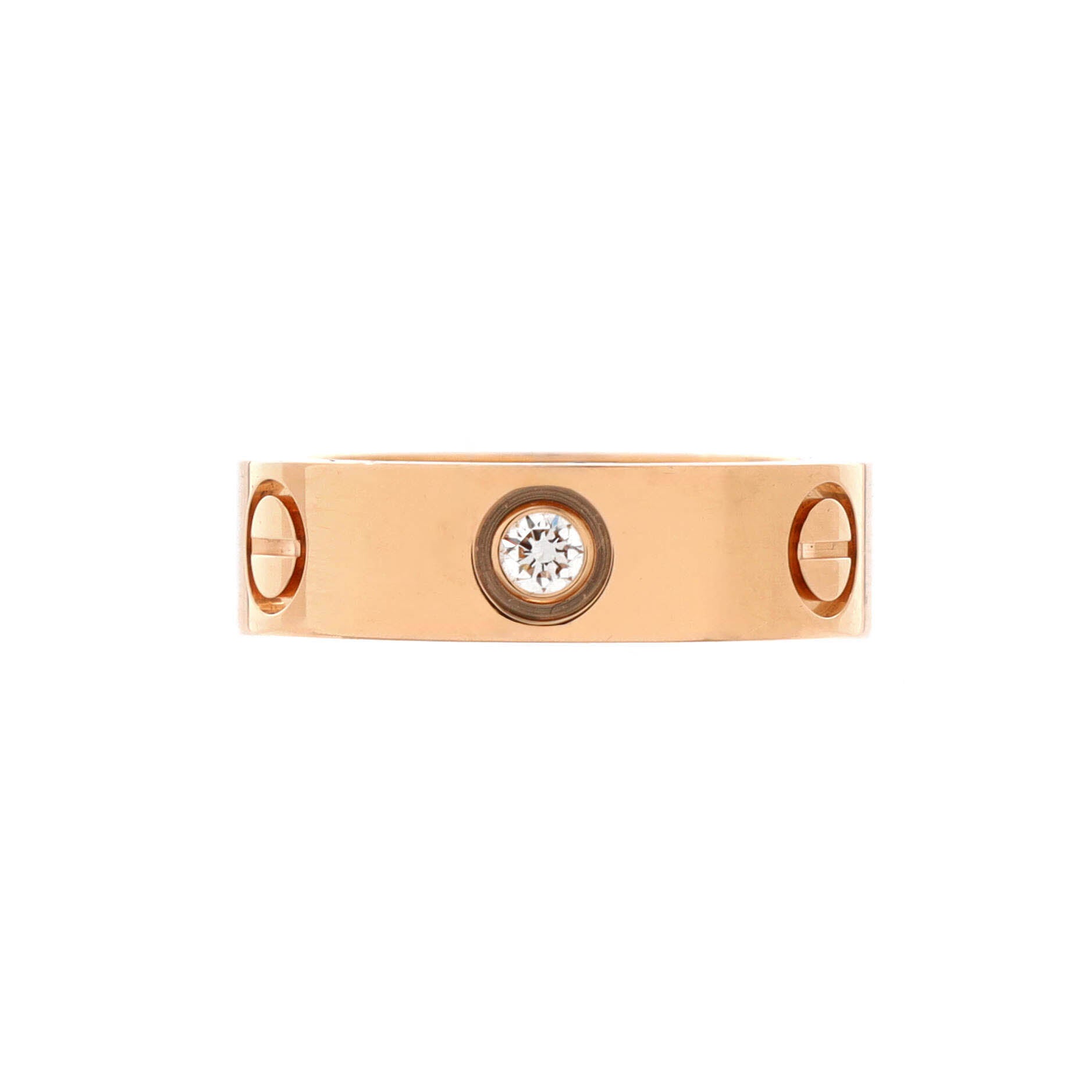 Love 3 Diamonds Band Ring 18K Rose Gold with Diamonds
