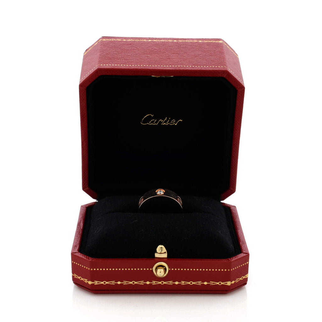 Love 3 Diamonds Band Ring 18K Rose Gold with Diamonds