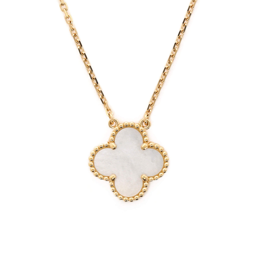 Vintage Alhambra Pendant Necklace 18K Yellow Gold and Mother of Pearl