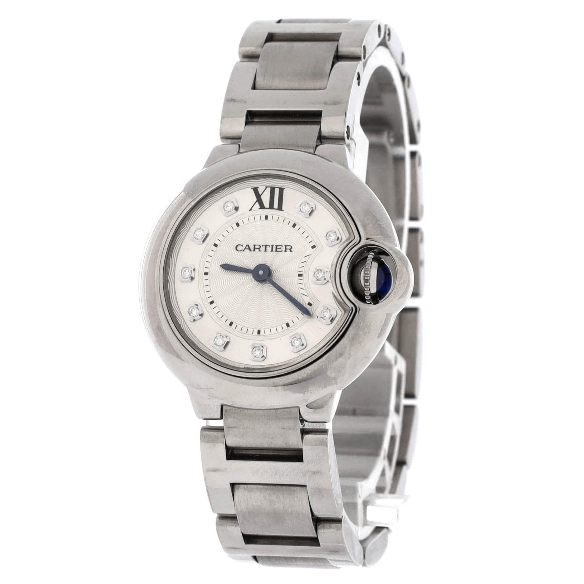 Ballon Bleu de Cartier Quartz Watch Stainless Steel with Diamond Markers 28