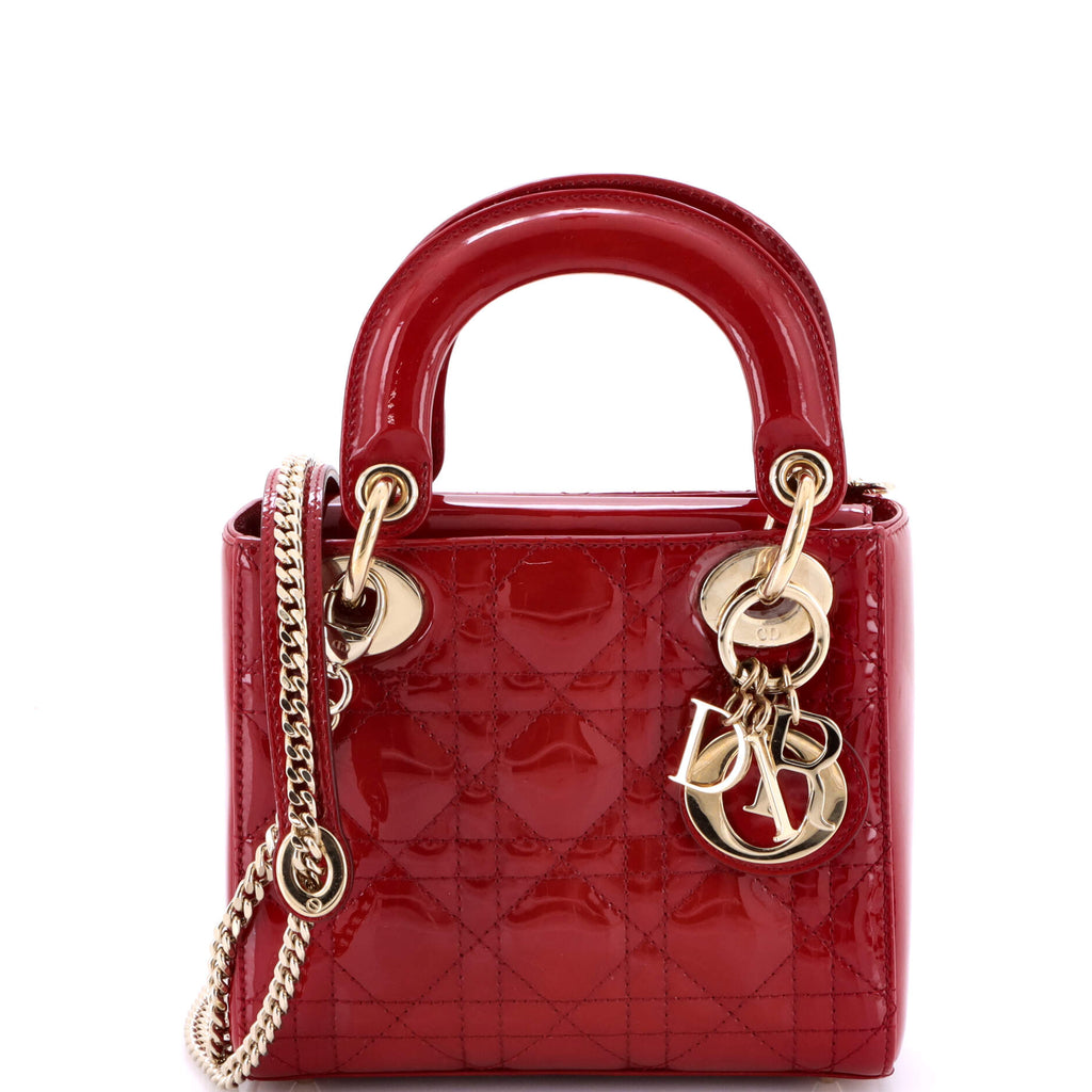 Lady Dior Chain Bag Cannage Quilt Patent Mini