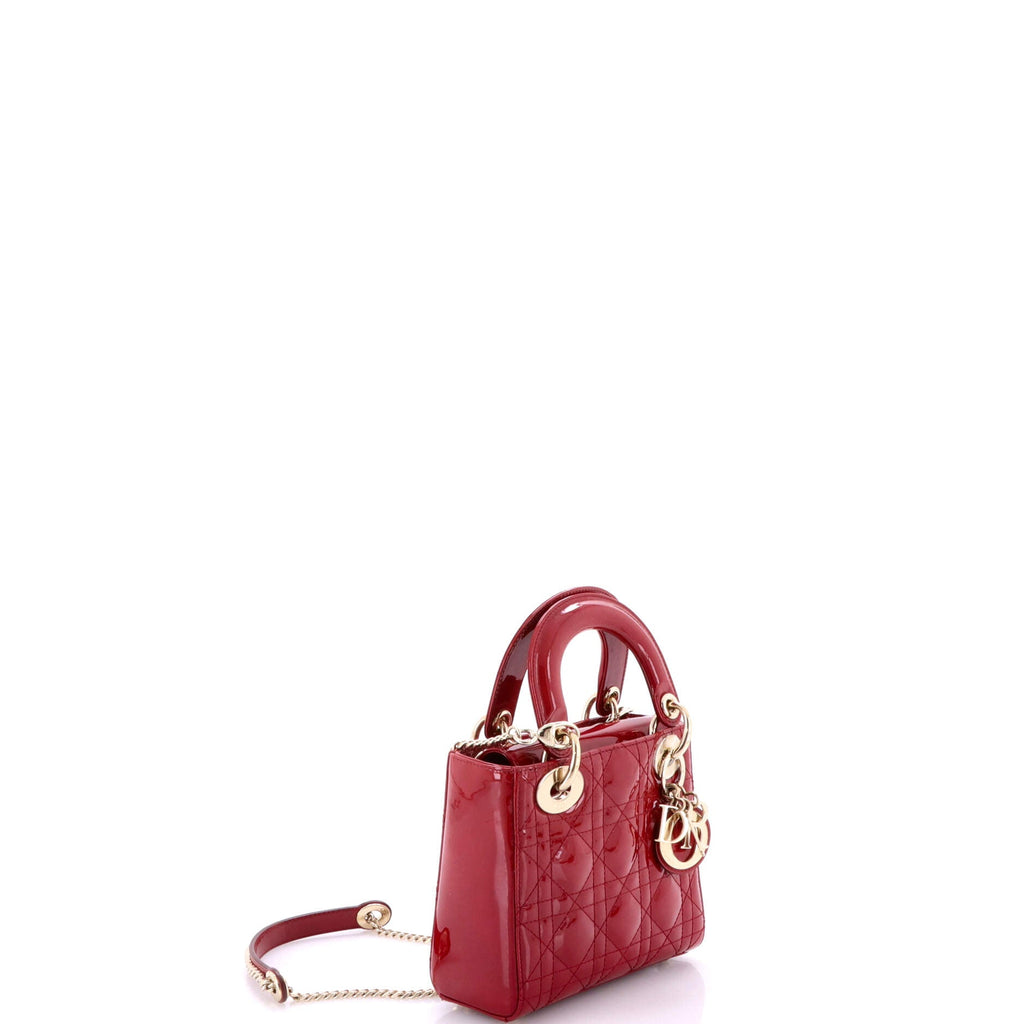 Lady Dior Chain Bag Cannage Quilt Patent Mini
